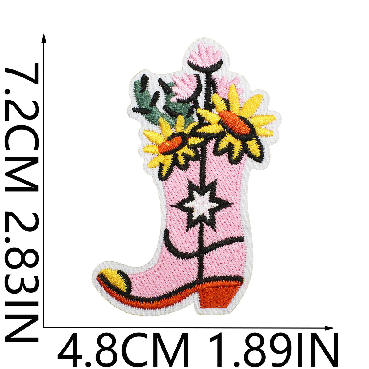 Red Flame Pink Cowgirl Embroidered Iron-On Patch
