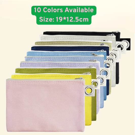 19*12.5cm-Cotton Canvas Zipper Pouch with Grommet