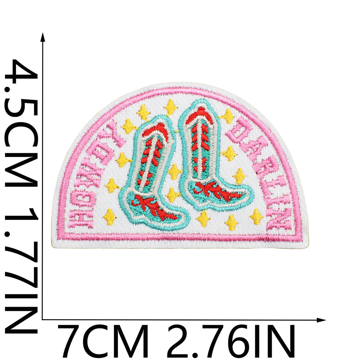 Red Flame Pink Cowgirl Embroidered Iron-On Patch