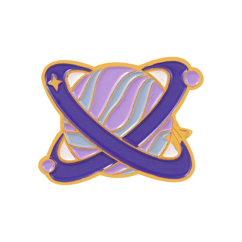 Planet Brooch Purple Pink Galaxy Metal Badge