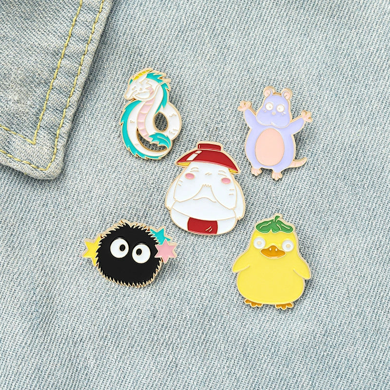 New Creative Movie Cartoon Character Enamel Pin | Cute Mouse Duck White Dragon Alloy Brooch | Apparel Accessories Wholesale