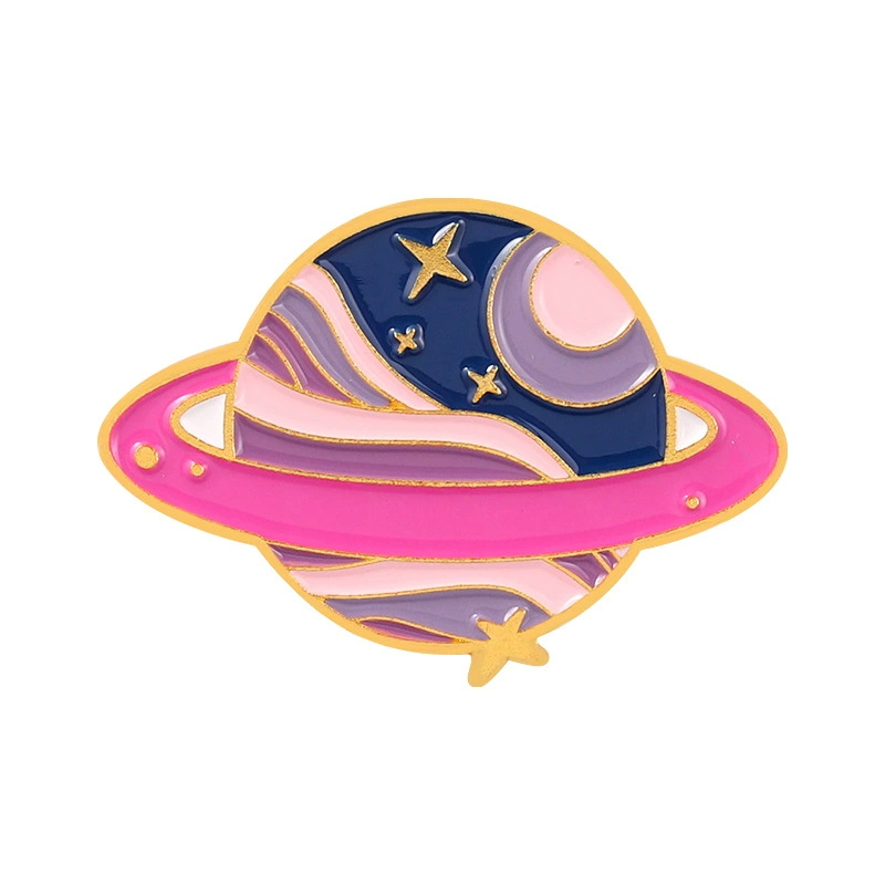 Planet Brooch Purple Pink Galaxy Metal Badge