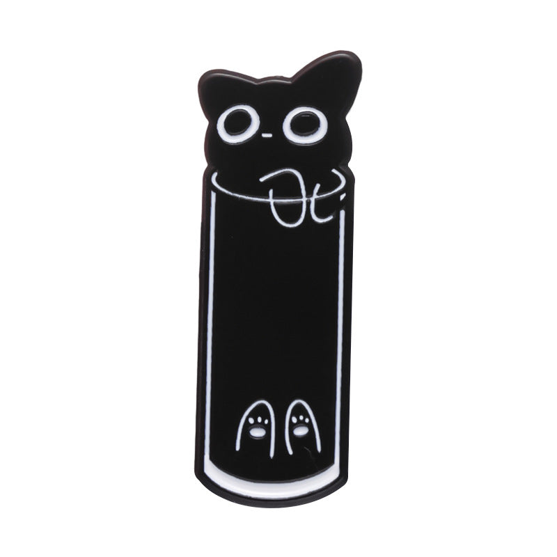 Creative Cute Hide-and-Seek Cat Enamel Pin | Minimalist Cartoon Animal Metal Brooch | Scarf & Apparel Accessories Wholesale