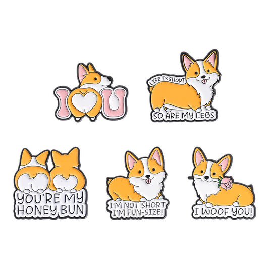 Cute Orange Corgi Dog Enamel Pin | Adorable Animal Metal Brooch