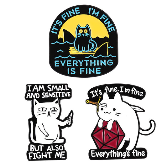 Creative Cute Pure Black Cat Enamel Pin Set | Metal Brooch Collection | Eco-Friendly Apparel Accessories Wholesale