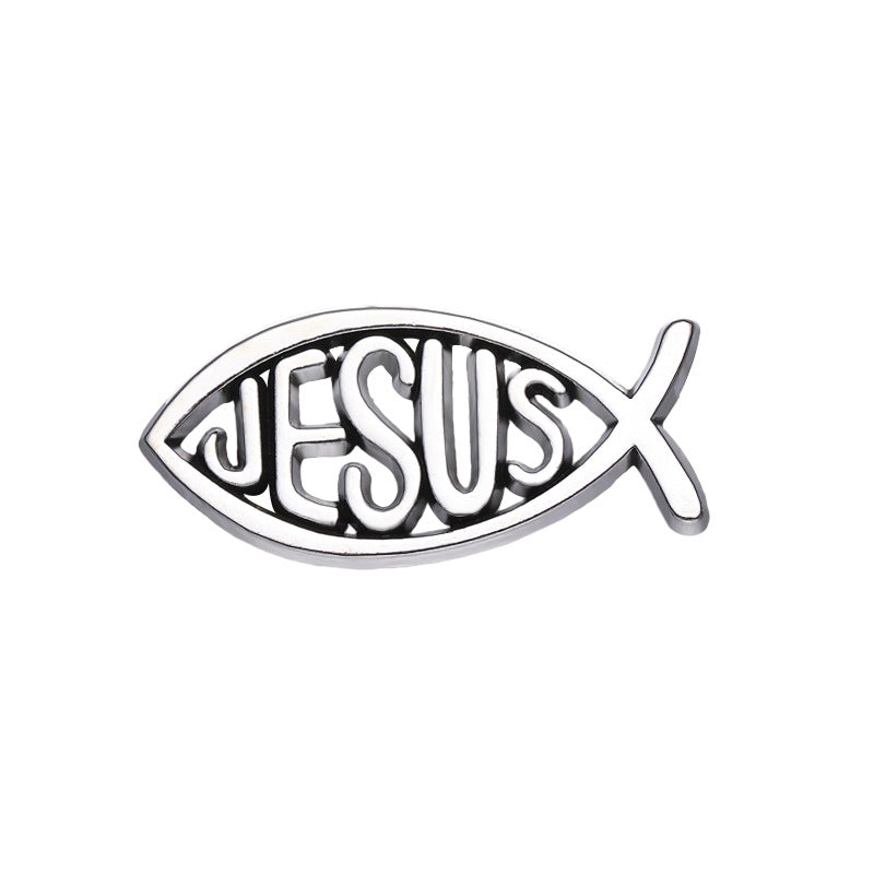 Creative Geometric Silver Fish Enamel Pin | Metal Brooch Collection | Minimalist Apparel Accessories Wholesale