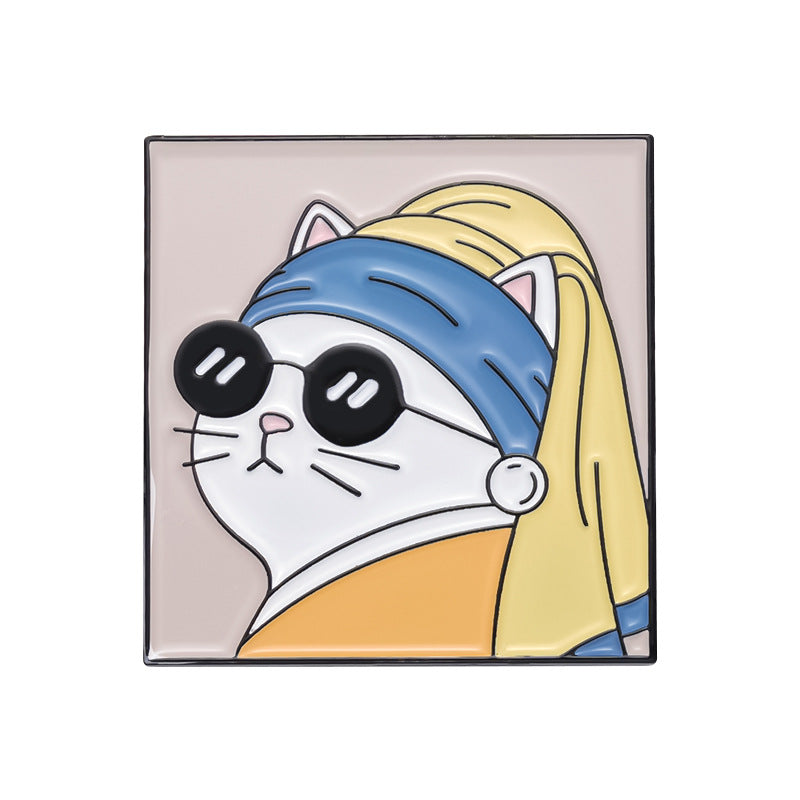 Cute White Cat with Pearl Design Enamel Pin | Creative Animal Enamel Pin