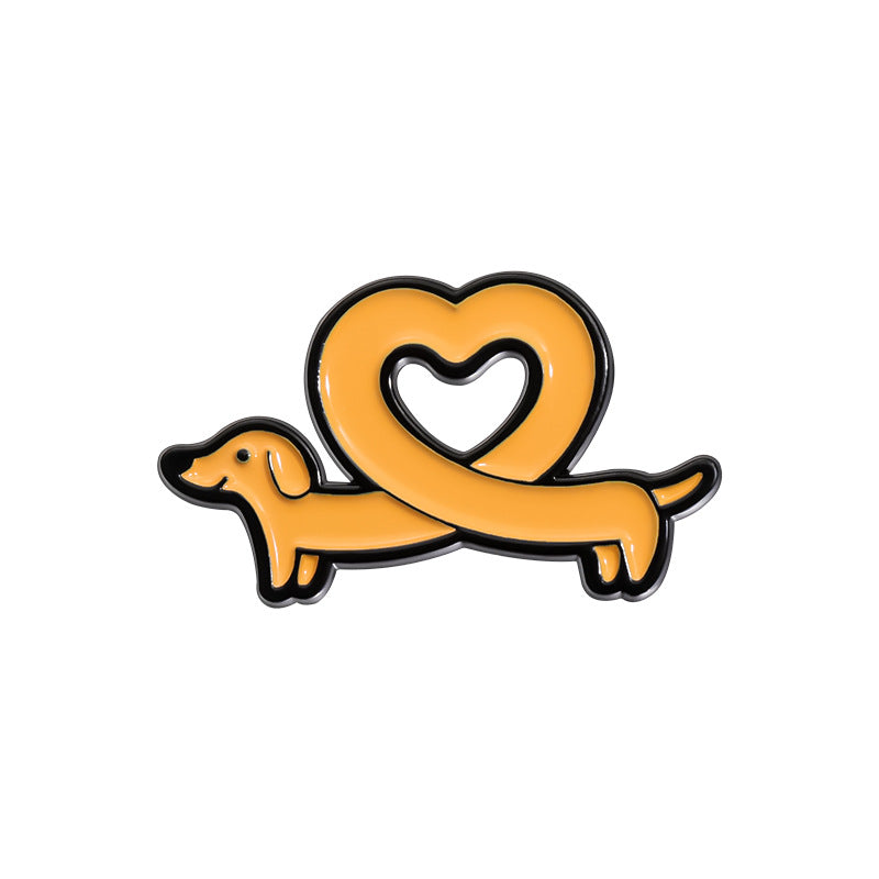 Cute Yellow Dachshund Heart Enamel Pin | Adorable Dog Lover Brooch