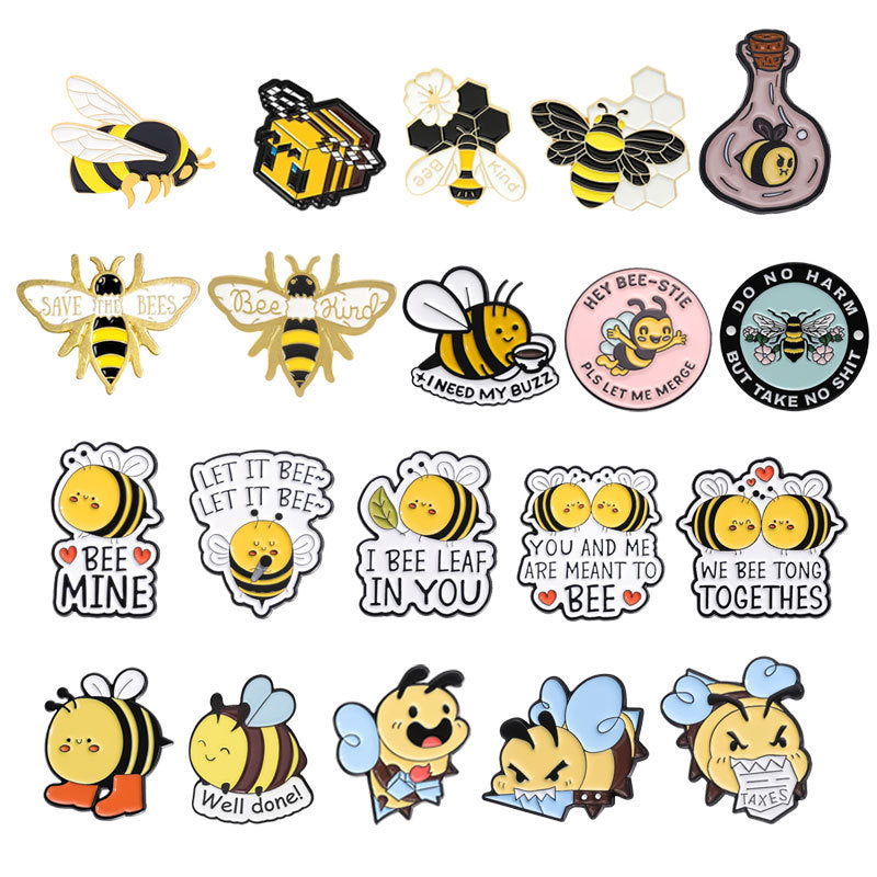 Cute Bee Pin Set | Adorable Insect Animal Enamel Pins | Metal Badge Collection for Nature & Insect Lovers
