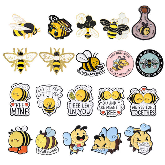 Cute Bee Pin Set | Adorable Insect Animal Enamel Pins | Metal Badge Collection for Nature & Insect Lovers