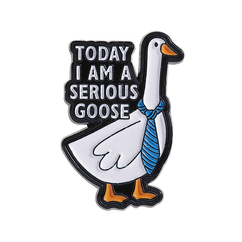 Cute Funny Cartoon Goose Enamel Pin | Alloy Oil-Filled Metal Brooch | Apparel & Backpack Accessories Wholesale