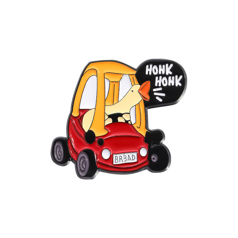 Funny Cartoon Duck Driving Tractor Enamel Pin | Creative Anime Metal Brooch | Apparel & Lapel Accessories Wholesale