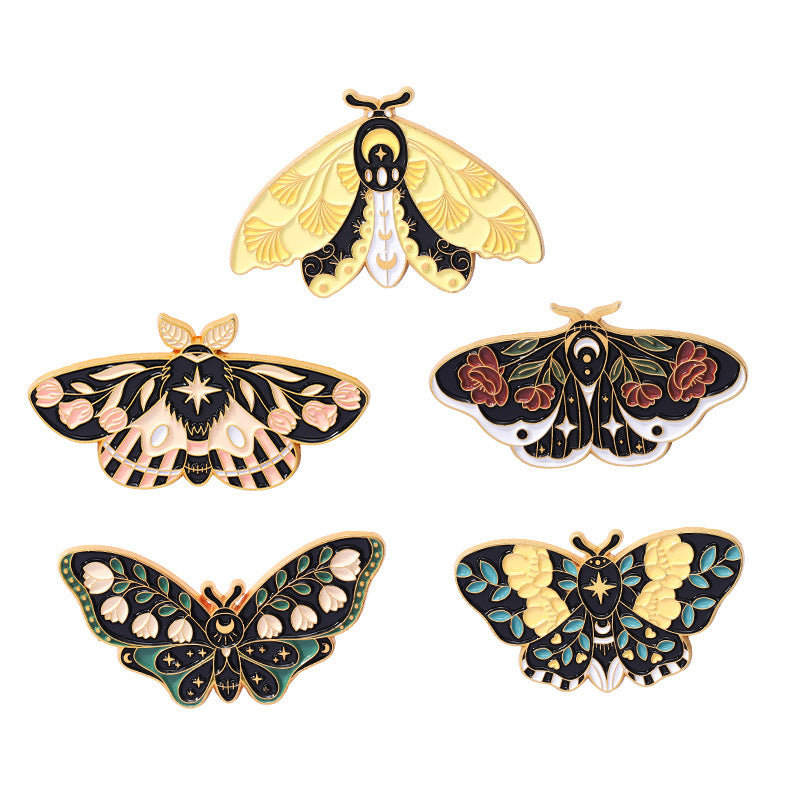 Creative European-Style Butterfly & Moth Enamel Pin Set | Colorful Insect Metal Brooch Collection | Apparel & Scarf Accessories Wholesale