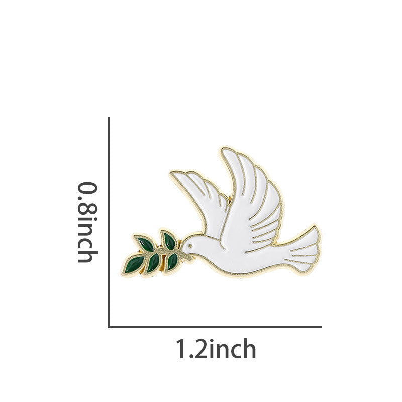 Creative Peace Dove & Olive Branch Enamel Pin Set | Metal Brooch Collection | Apparel & Bag Accessories Wholesale
