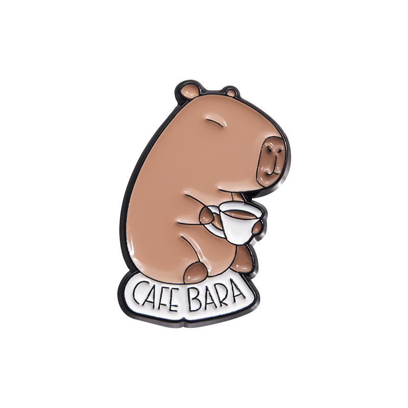 Cute Capybara Enamel Pin Set | Animal Metal Brooch Collection | Eco-Friendly Apparel Accessories Wholesale