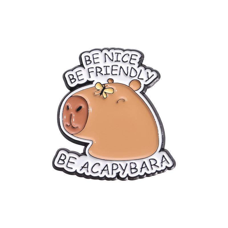 Cute Capybara Enamel Pin Set | Animal Metal Brooch Collection | Eco-Friendly Apparel Accessories Wholesale