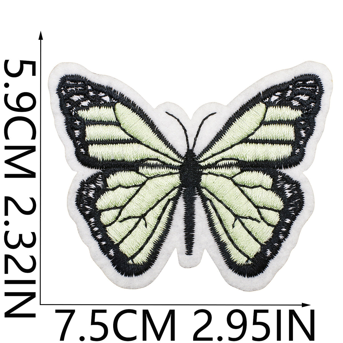 Green Vintage Floral Butterfly Iron-On Denim Patch