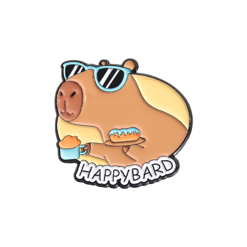 Cute Capybara Enamel Pin Set | Animal Metal Brooch Collection | Eco-Friendly Apparel Accessories Wholesale