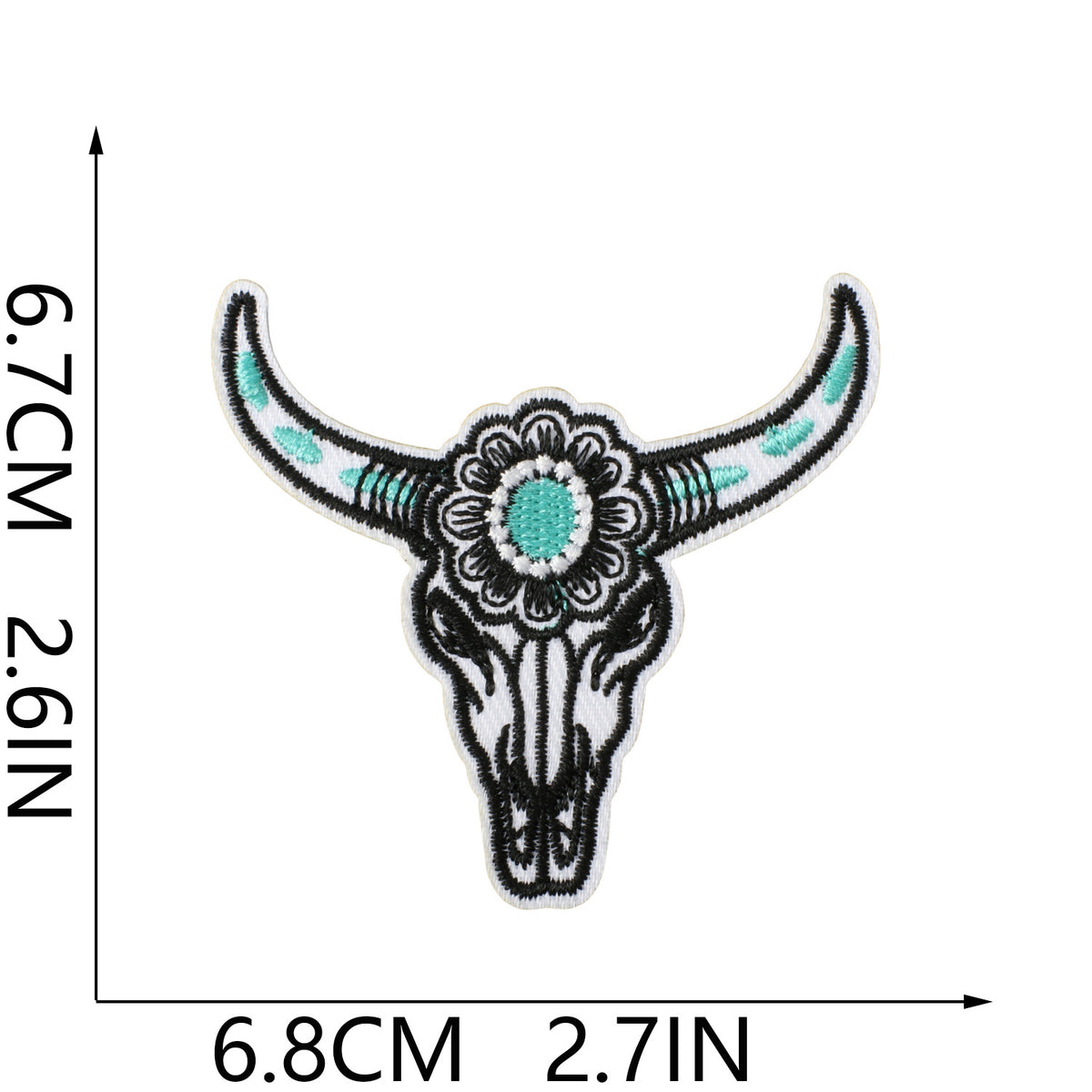 Agate Blue Denim Embroidered Leopard Print Bow Iron-On Patch