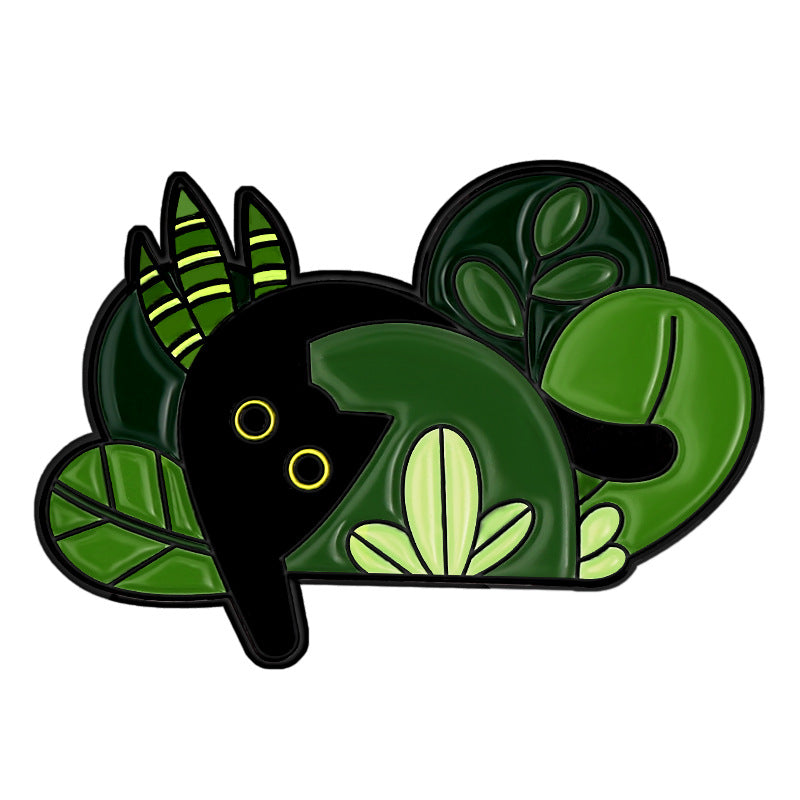 Creative Black Floral Cat Enamel Pin Set | Metal Brooch Collection | Eco-Friendly Apparel Accessories Wholesale