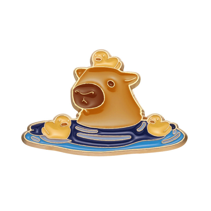 Cute Capybara Enamel Pin Set | Animal Metal Brooch Collection | Eco-Friendly Apparel Accessories Wholesale