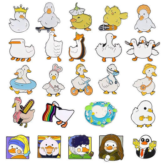 Creative  Yellow Duck Enamel Pin Set | Metal Brooch Collection | Eco-Friendly Apparel Accessories Wholesale