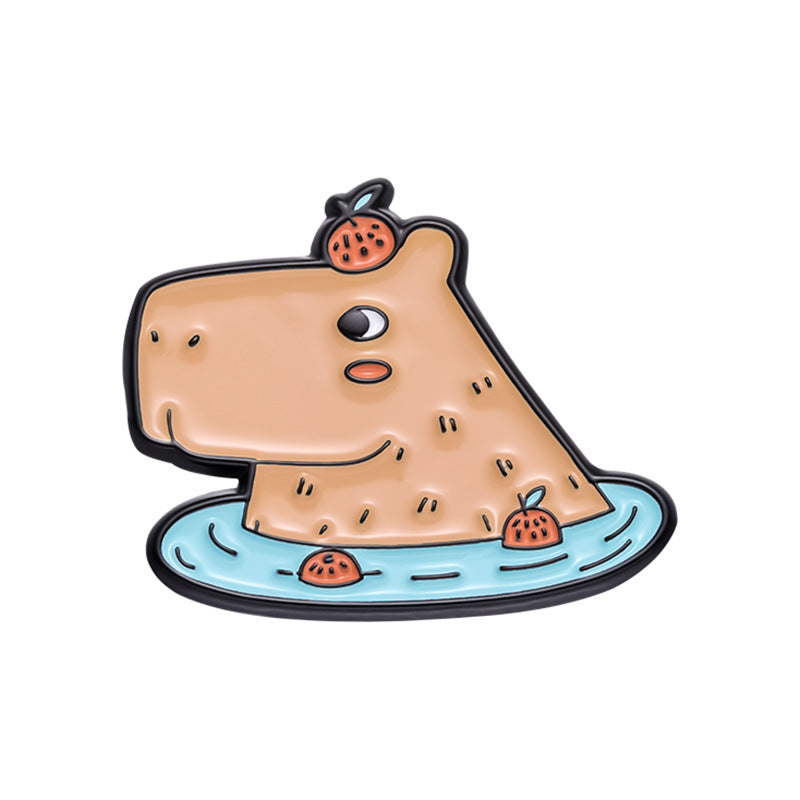 Cute Capybara Enamel Pin Set | Animal Metal Brooch Collection | Eco-Friendly Apparel Accessories Wholesale