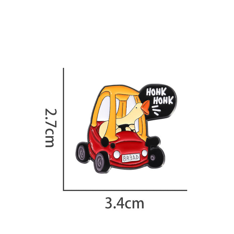 Funny Cartoon Duck Driving Tractor Enamel Pin | Creative Anime Metal Brooch | Apparel & Lapel Accessories Wholesale