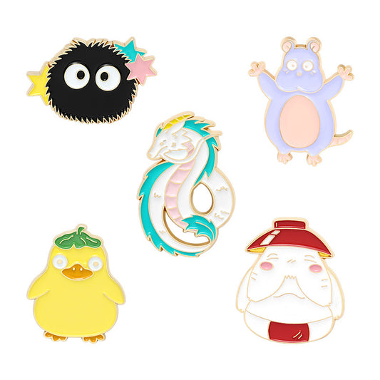 New Creative Movie Cartoon Character Enamel Pin | Cute Mouse Duck White Dragon Alloy Brooch | Apparel Accessories Wholesale