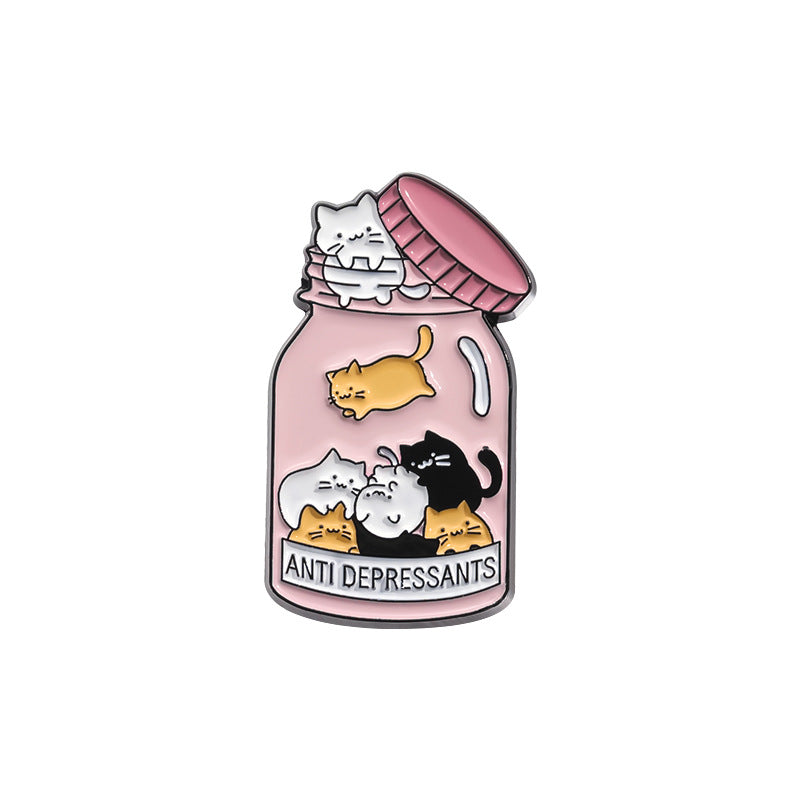 Creative Cute Glasses Cat Enamel Pin Set | Metal Brooch Collection | Eco-Friendly Apparel Accessories Wholesale