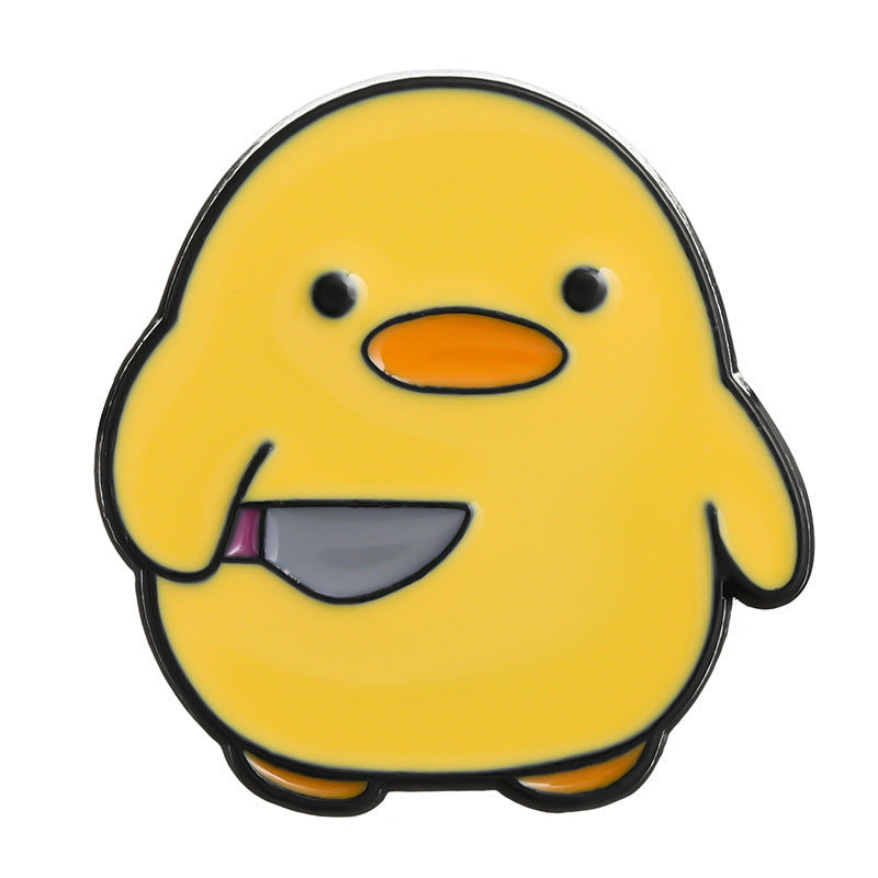 Creative Cute Penguin & Yellow Duck Enamel Pin Set | Cartoon Animal Metal Brooch Collection | Bag & Apparel Accessories Wholesale