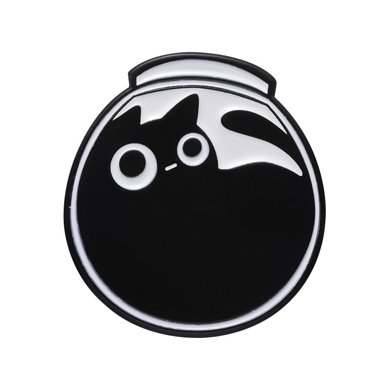 Creative Cute Hide-and-Seek Cat Enamel Pin | Minimalist Cartoon Animal Metal Brooch | Scarf & Apparel Accessories Wholesale