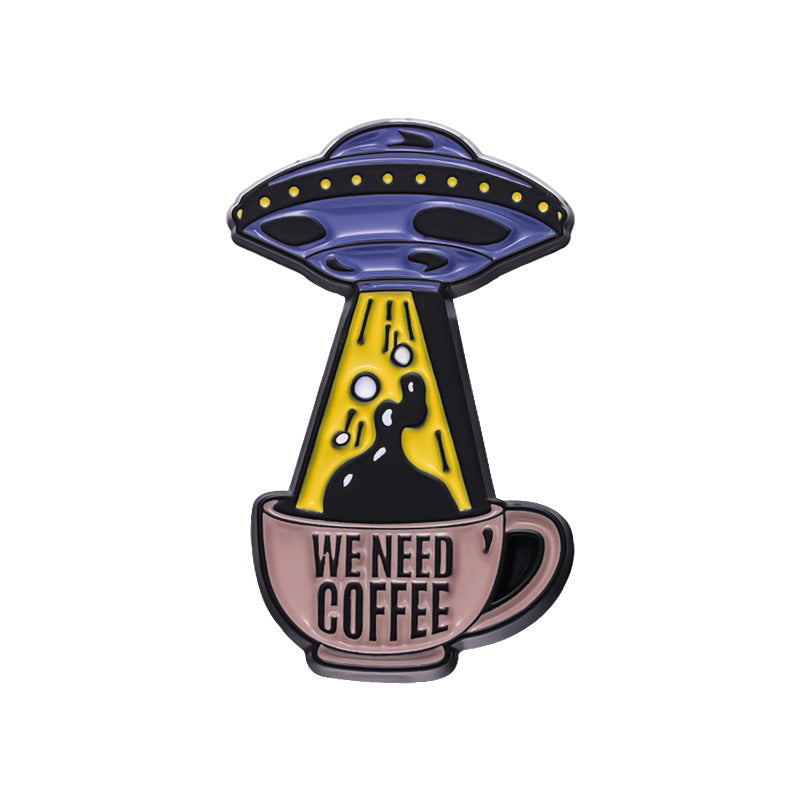 European & American Style Coffee Cup English Letter Metal Badge - Coffee Lover Gift