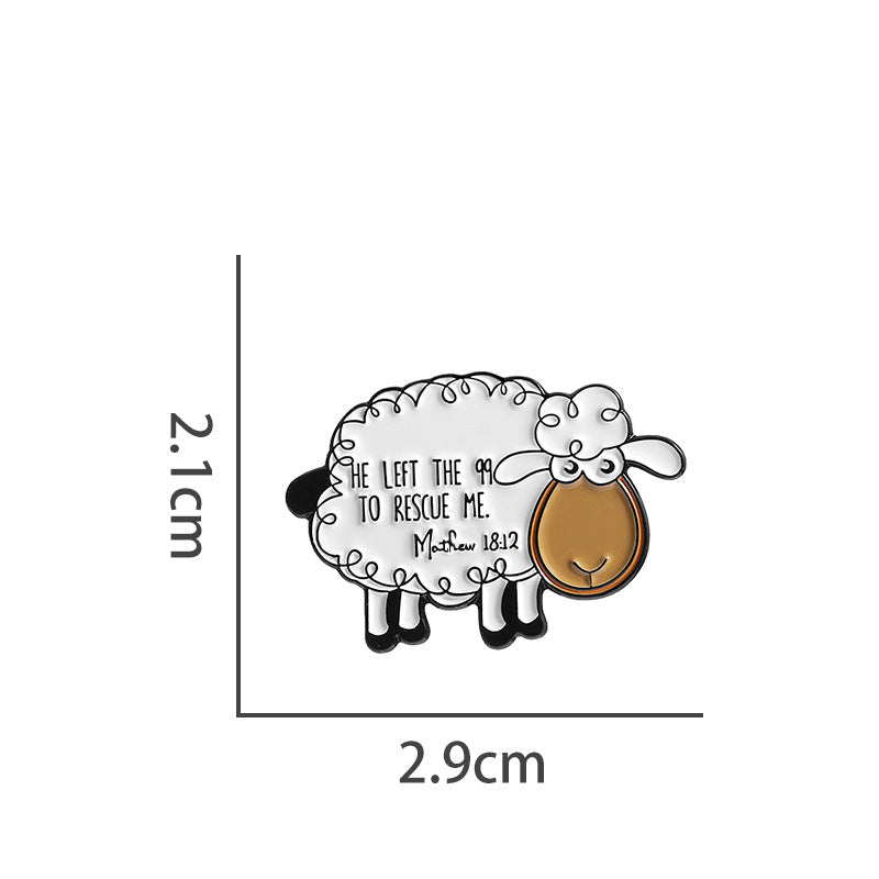 Creative White Sheep Quote Enamel Pin | Animal Metal Brooch | Apparel & Lapel Accessories Wholesale