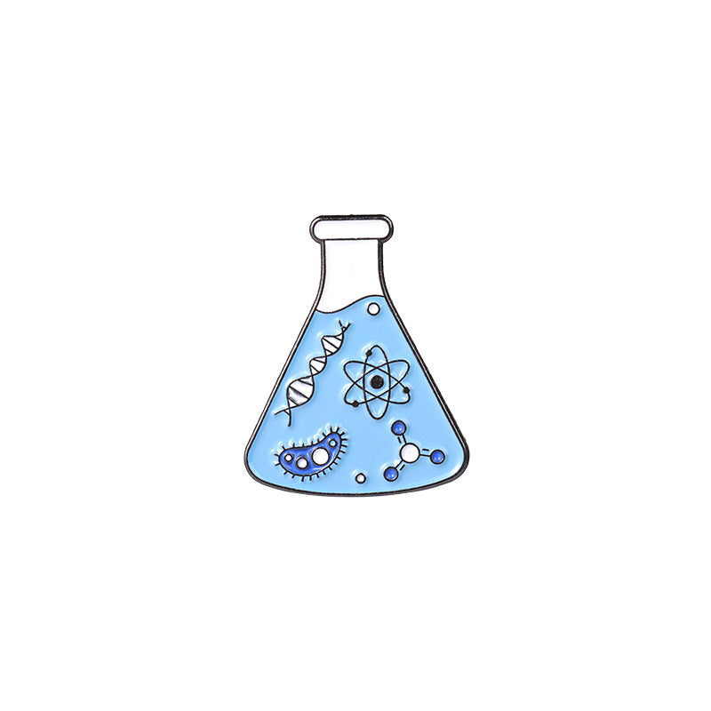 Gene Chain Brooch Science Experiment Vial CF Microscope Lapel Pin