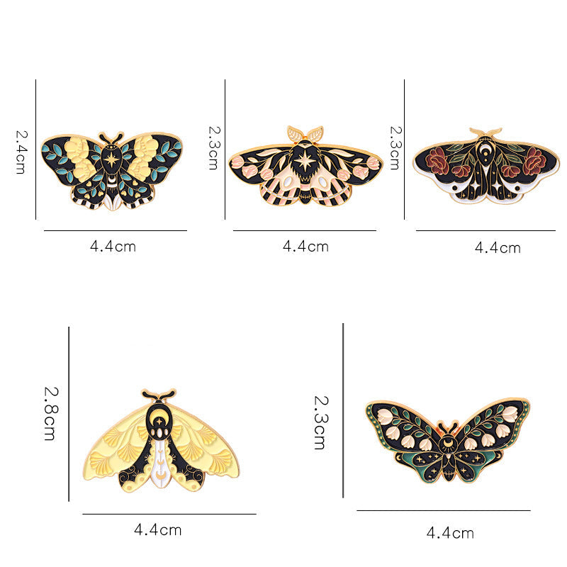 Creative European-Style Butterfly & Moth Enamel Pin Set | Colorful Insect Metal Brooch Collection | Apparel & Scarf Accessories Wholesale