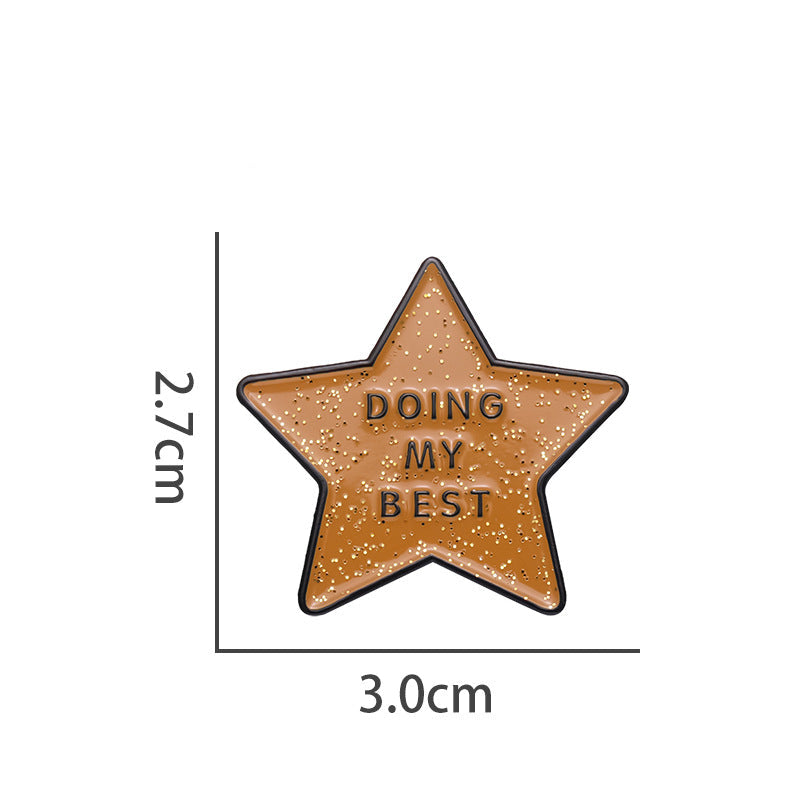 Vintage Five-Point Star Letter Brooch | Retro Star Metal Lapel Pin