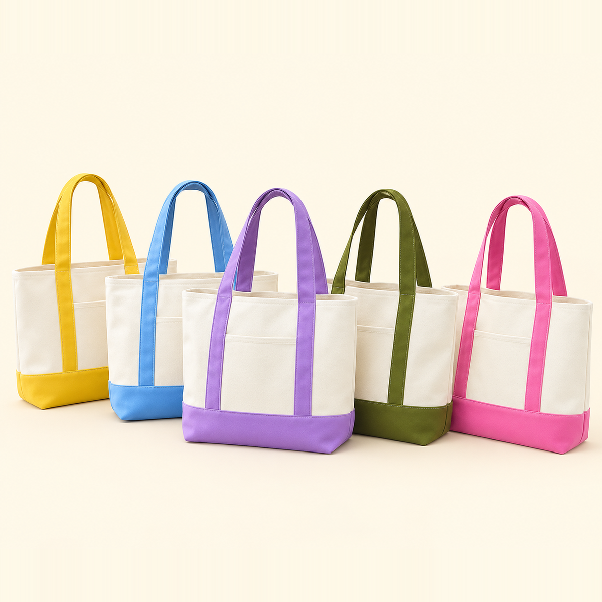 Color Block Mini Canvas Tote Bag with Contrast Handles