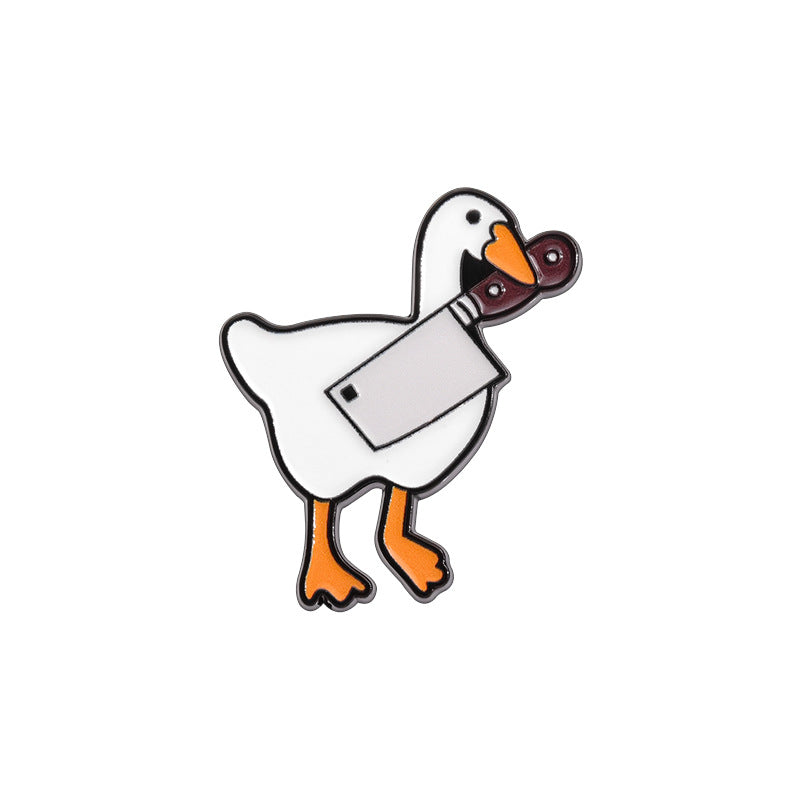 Creative Funny Duck Enamel Pin Set with Knife & Scythe Design | Animal Metal Brooch Collection | Apparel & Bag Accessories Wholesale