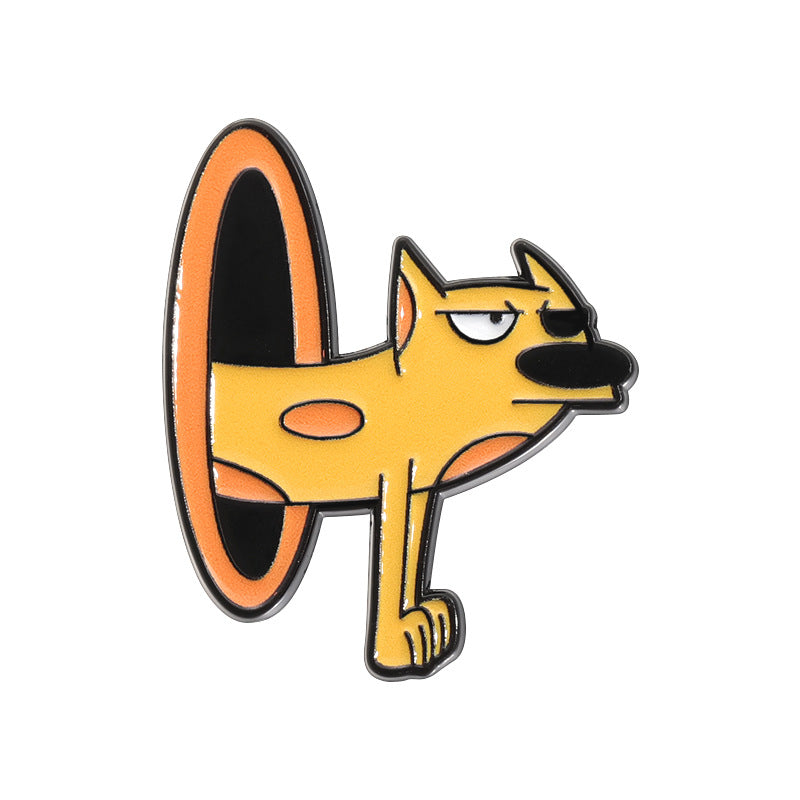 Creative Yellow Cat & Dog Cartoon Enamel Pin Set | Cute Anime Metal Brooch Collection | Apparel & Lapel Accessories Wholesale