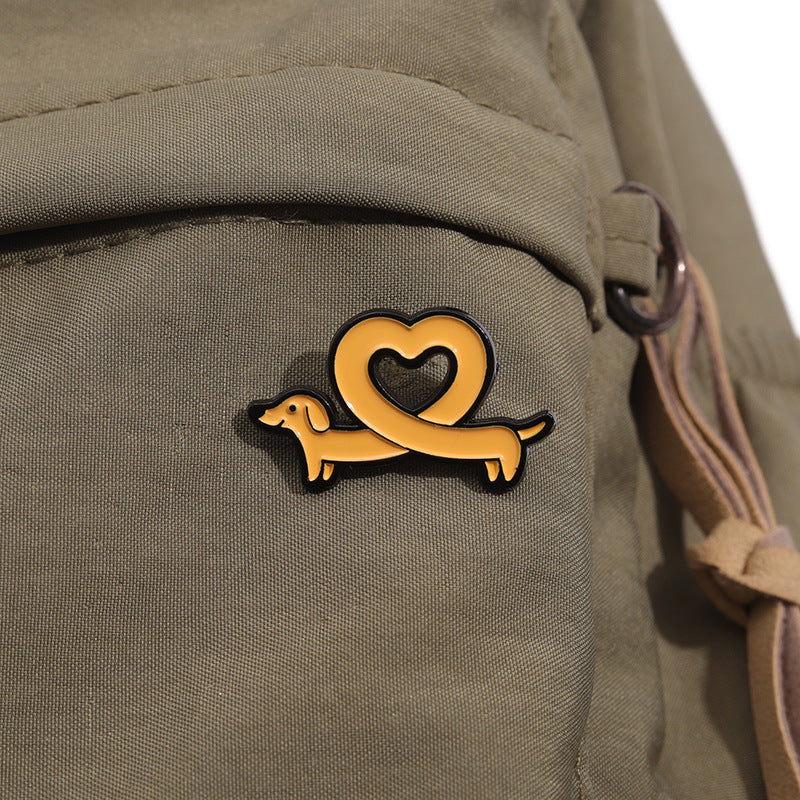 Cute Yellow Dachshund Heart Enamel Pin | Adorable Dog Lover Brooch