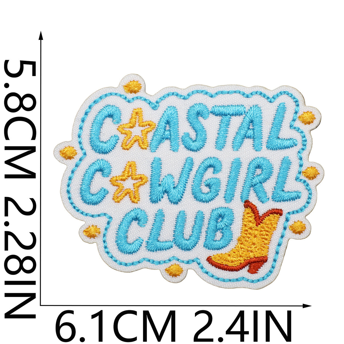 Pearl Seashell Cowgirl Embroidered Iron-On Patch