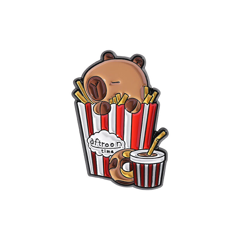 Cute Capybara Enamel Pin Set | Animal Metal Brooch Collection | Eco-Friendly Apparel Accessories Wholesale