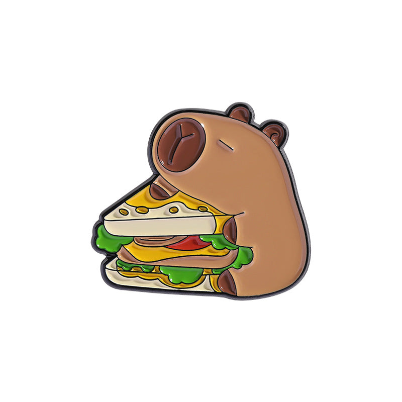 Cute Capybara Enamel Pin Set | Animal Metal Brooch Collection | Eco-Friendly Apparel Accessories Wholesale