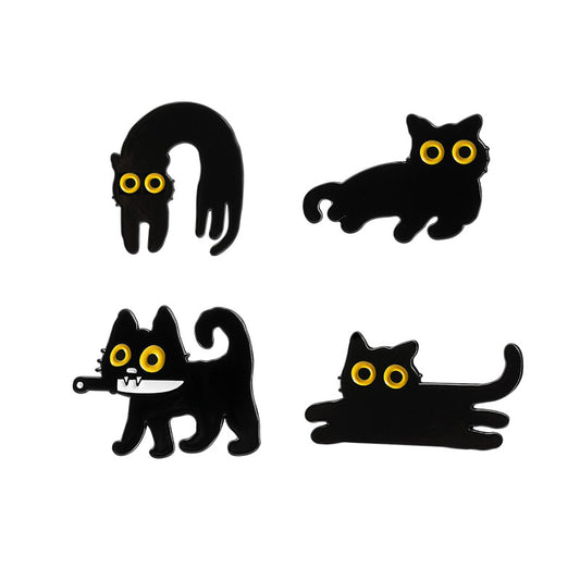 Cute Black Cat Series Enamel Pin | Creative Animal Brooch for Cat Lovers