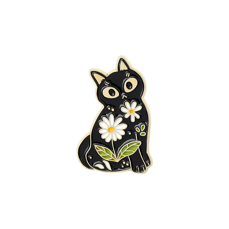 Creative Cute Cartoon Animal Enamel Pin Set | Red Fox, Black Cat & Hedgehog Metal Brooch Collection | Apparel & Bag Accessories Wholesale