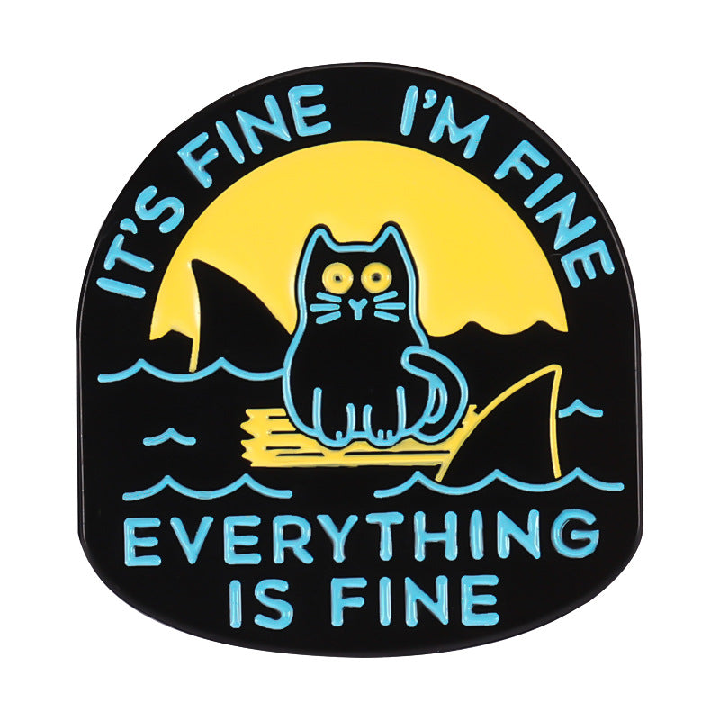 Creative Cute Pure Black Cat Enamel Pin Set | Metal Brooch Collection | Eco-Friendly Apparel Accessories Wholesale