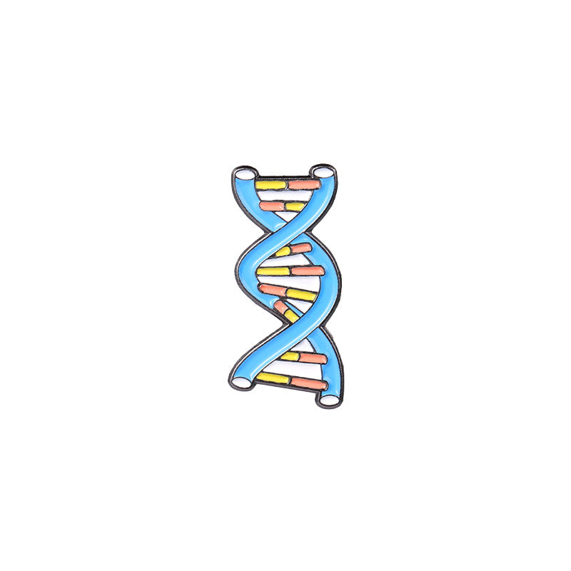 Gene Chain Brooch Science Experiment Vial CF Microscope Lapel Pin