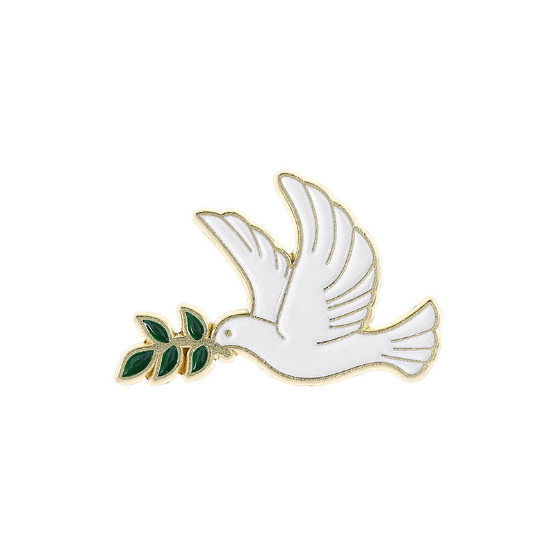 Creative Peace Dove & Olive Branch Enamel Pin Set | Metal Brooch Collection | Apparel & Bag Accessories Wholesale
