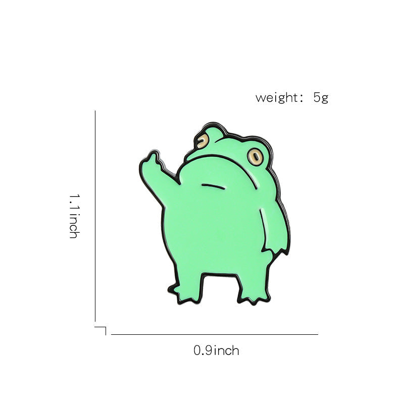 Best-Selling Cute Cartoon Frog Enamel Pin | Creative Gesture Style Alloy Dripping Oil Brooch | Apparel Clothing Accessories Wholesale